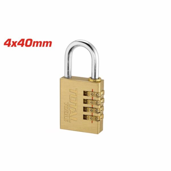 Total Brass 4 Digit Combination Padlock 4 X 40Mm, Password Combination Can Be Customized Tbck37404