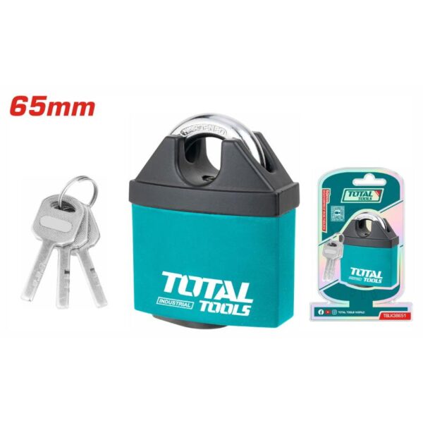 Total Weatherproof Iron Padlock 65Mm Nylon Coated With 3 Brass Keys Tblk38651