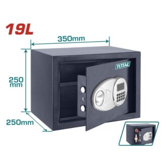Total Electronic Safe Box, 3 to 8 Digit Code Freely 25  x 35 x 25cm 19L TESF2501