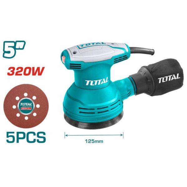 Total Electric Rotary Sander 320W With 5Pcs Sand Papers Tf2031256