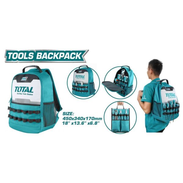 Total Tool Backpack 34 X 17 X 45Cm Empty Thbp0201