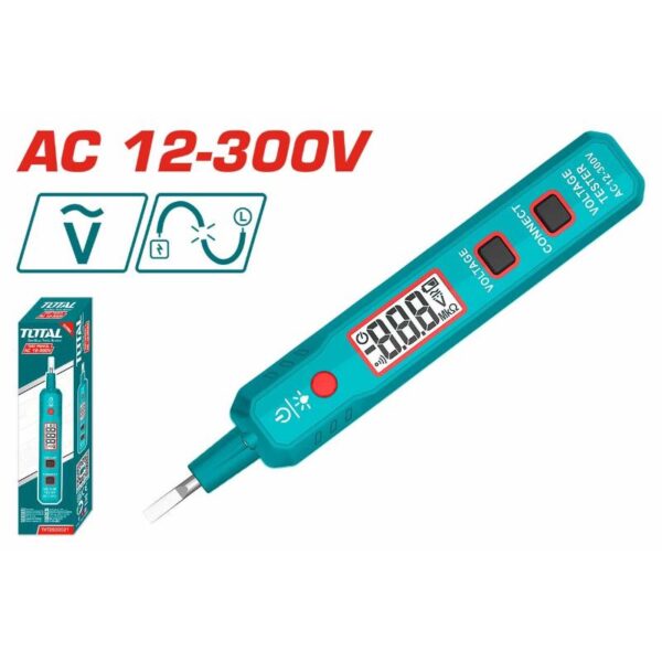Total Digital Screw Driver Tester Pencil Ac 12-300V With Lcd Display, Sound &Amp; Light Alarm, Auto Power Off, Low Battery Indication Tht2930021