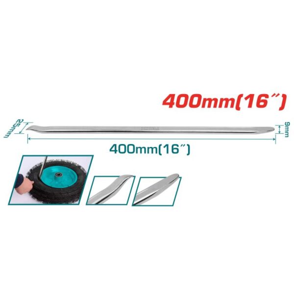 Total Tyre Lever Carbon Steel 400X25X9Mm Drop Forged, Heat Treated, Chromed Plated Tht44001