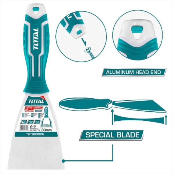 Total Putty Trowel 80Mm Aluminum Head Tht683806