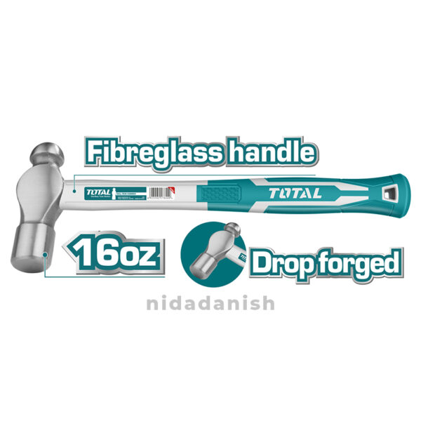 Total Ball Pein Hammer 450G Fibreglass Handle Tht74166