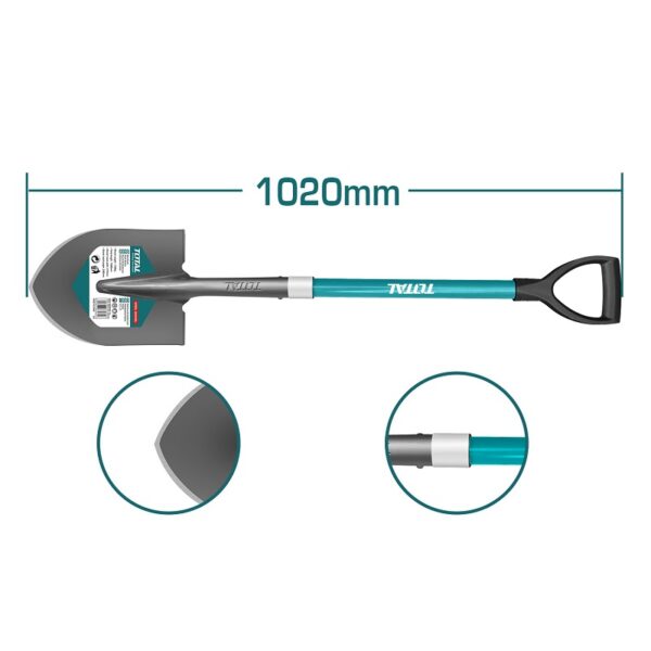 Total Garden Steel Shovel With Fiberglass Handle Thth12102