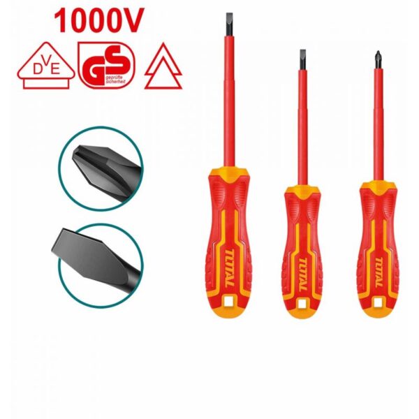 Total Screw Driver 3Pcs Set Insulated Thtis036
