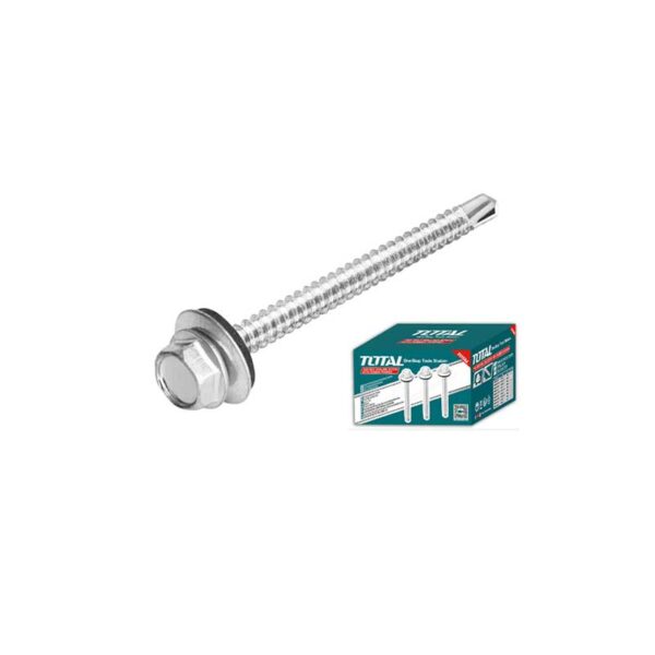 Total Self Drilling Hex Screw With Rubber Washer, Zinc Plated 14X4&Quot; (6.3X100Mm) 80Pcs Thwhd1441