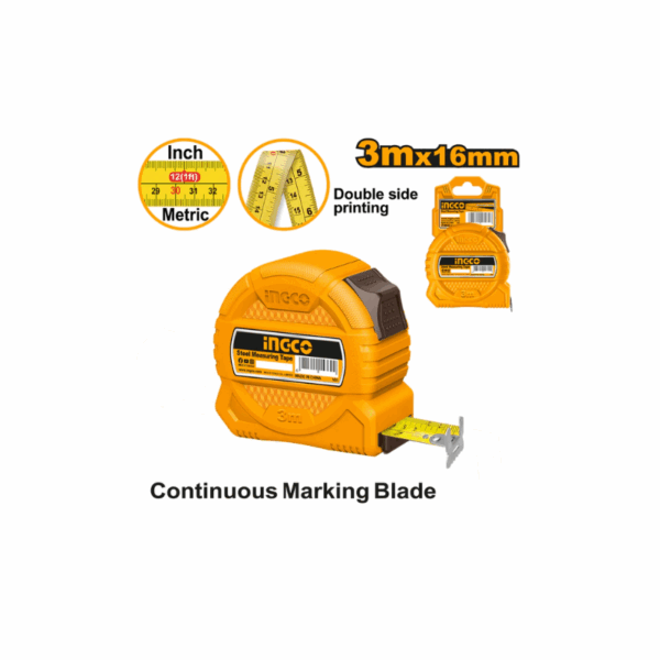 Ingco Steel Measuring Tape With Metric &Amp; Inch 3X16Mm Hsmt39316