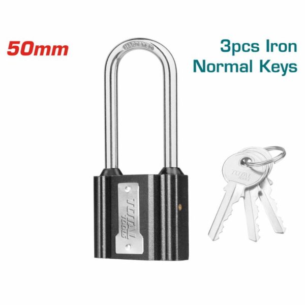 Total Iron Padlock Long Shackle 50Mm With 3 Keys Tlk31501L