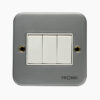 Tronic Metal Clad 3 Gang 2 Way Switch