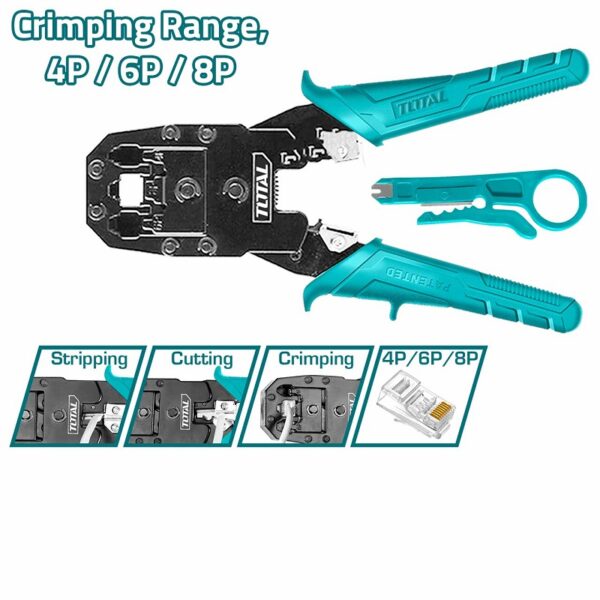 Total Crimping Plier Modular Plug 8” Tmpc4468P