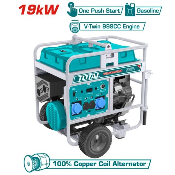 Total Gasoline Generator 19Kw 220-240V Petrol Powered With Low Oil Level Stop System Light Alarming Tp1200006