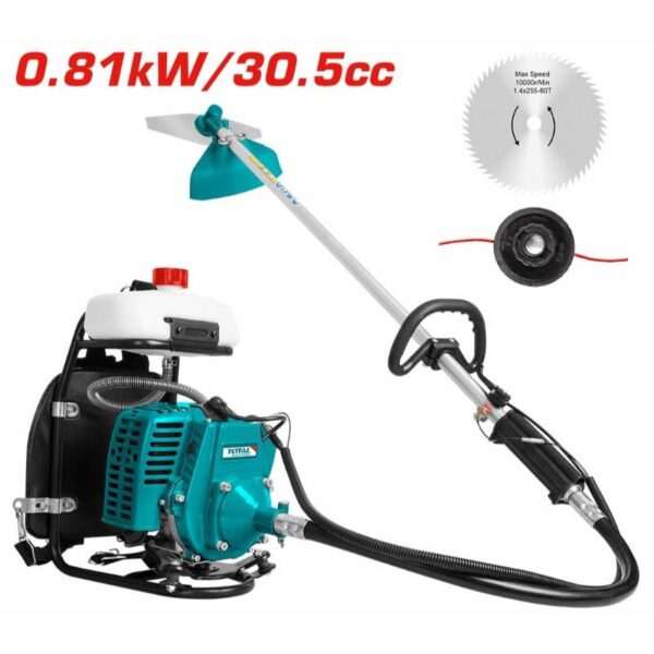 Total Gasoline Grass Trimmer &Amp; Bush Cutter 0.81Kw/30.5Cc Petrol Powered With Two Stroke Motor Tp31261-2
