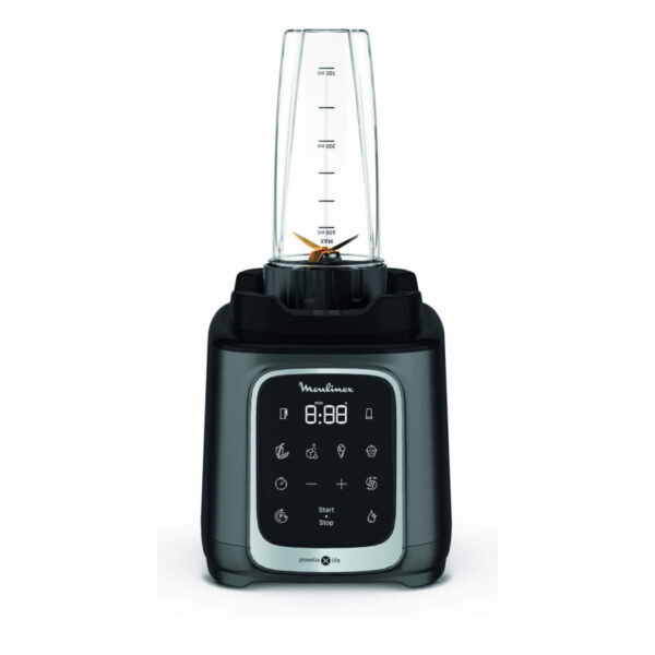 Moulinex Blender 2.6L Tritan Blender Jar With 2 Mills, 1600W, Razor Sharp 6 Blades, Infinity Mix, Digital Touch Control With 5 Automatic Programs, 10 Speed Settings, On The Go Bottle Lm91Hd27
