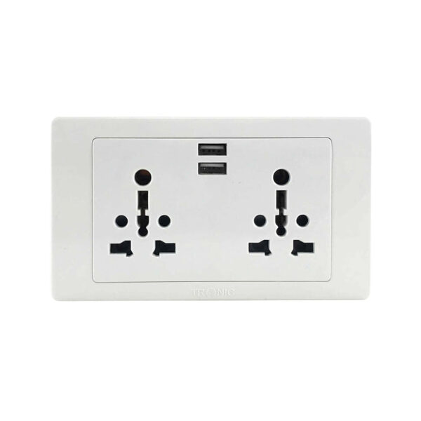 Tronic Twin Universal Socket With 2 Usb