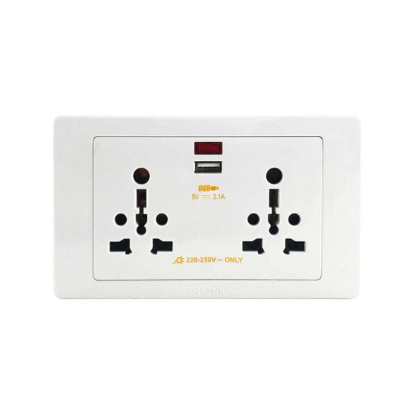 Tronic Twin Universal Socket With 1 Usb