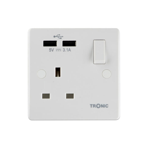 Tronic Single Switch Socket With 2Xusb