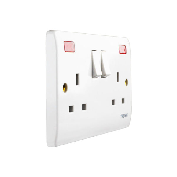 Tronic Twin Switch Socket With Neon Standard