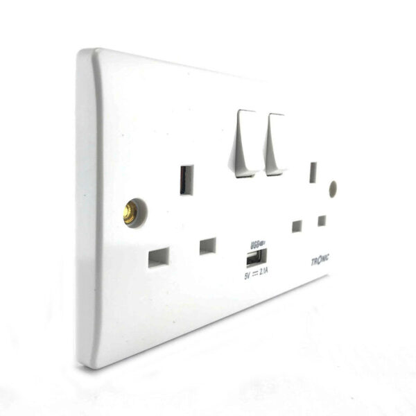 Tronic Twin Switch Socket With Usb