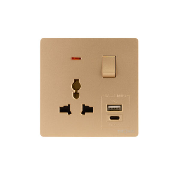 Tronic Universal Single Switch Socket With Usb + Type C