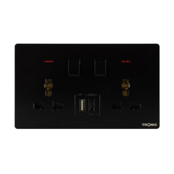 Tronic Universal Switch Socket Twin With Usb + Type C