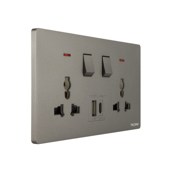 Tronic Universal Switch Socket Twin With Usb + Type C