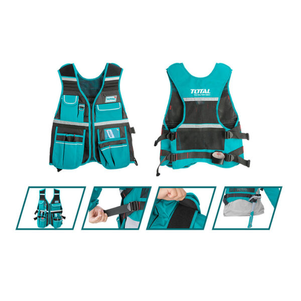 Total Tool Vest With 12 Pockets And 1 Hammer Holder Empty Ttvt1601