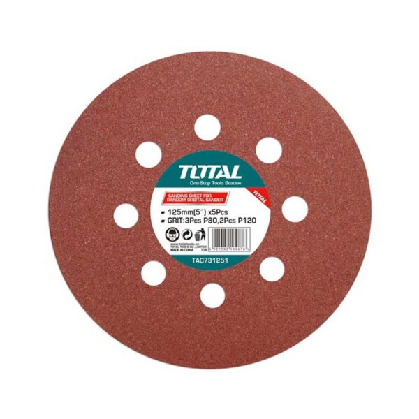 Total Sand Paper For Random Orbit Sander 125Mm 5Pcs Tac731251