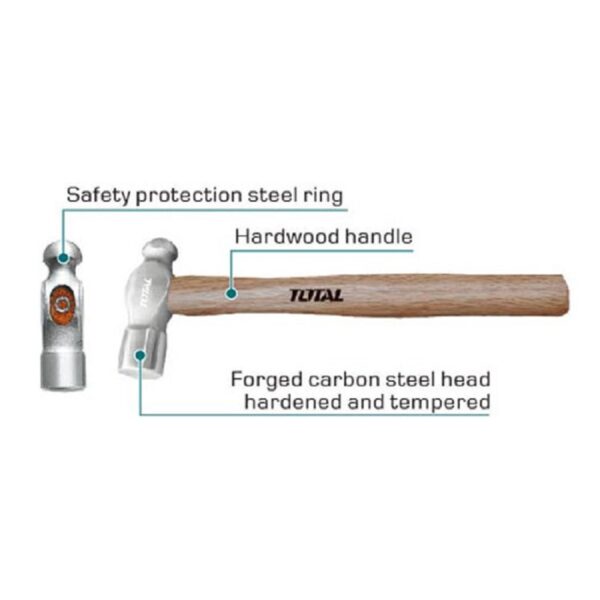 Total Ball Pein Hammer 660G Hardwood Handle Thtw7424