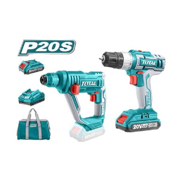 Total Drill Machine &Amp; Rotary Hammer Cordless Li-Ion 2Pc Combo Tckli2008