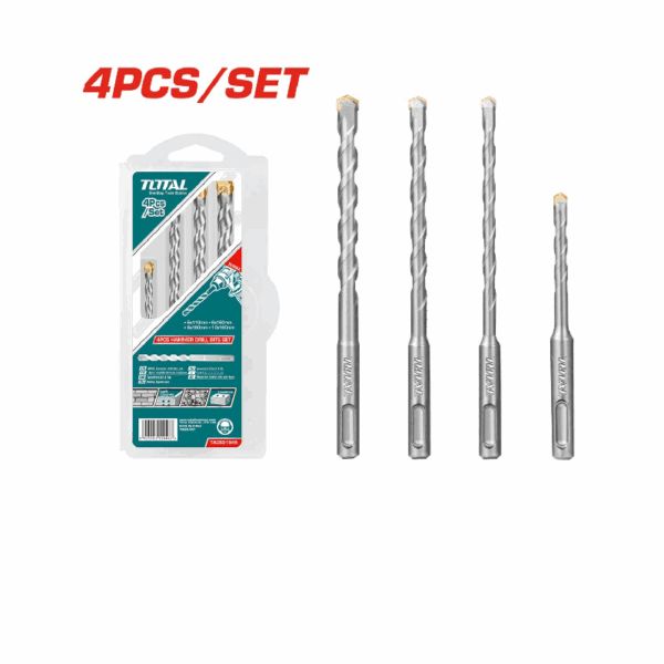 Total Drill Bit Hammer Set 4Pcs Tacsd1945