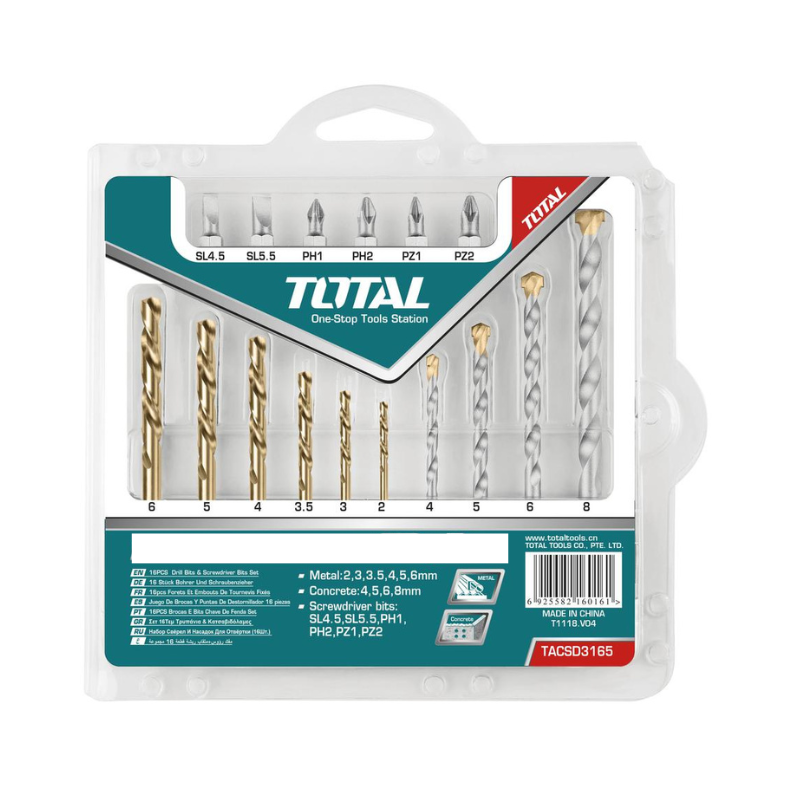 Total Drill Bits &Amp; Screwdriver Bits Set Pack Of 19 Tacsdb1901