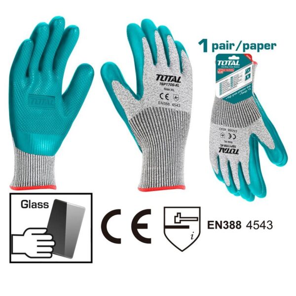 Total Gloves Cut Resistant Latex Coated Palm Tsp1706-Xl