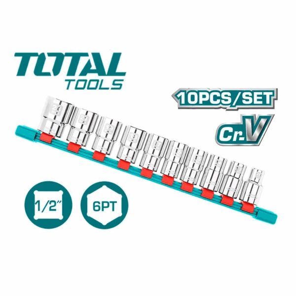 Total Socket Spanner Set 1/2&Quot; Pack Of 10 Tht121101