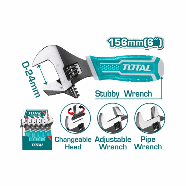 Total Adjustable Wrench 6&Quot; 2 In 1 Tht1016S