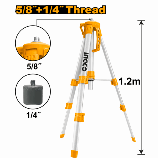 Ingco Tripod For Laser Levels 120Cm 1/4&Quot;, 1.2M  Hllt01152