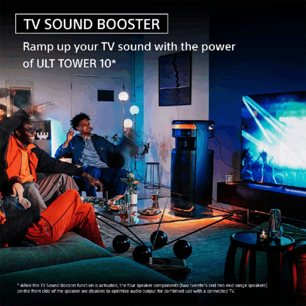 Sony Bluetooth  Party Speaker Ult Tower 10 With Ult Button, Powerfull Bass,25Hrs Backup, Ip67 Rating, Sound &Amp; Party Lights, Wireless Mic For Karaoke,Touch Panel Srs-Ult1000