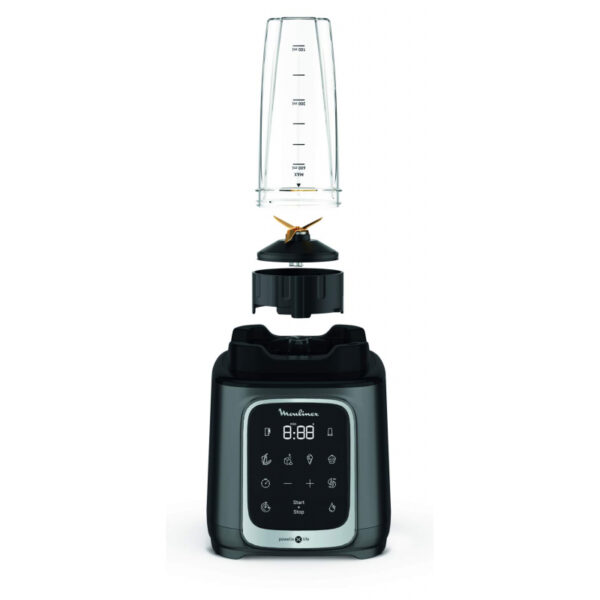 Moulinex Blender 2.6L Tritan Blender Jar With 2 Mills, 1600W, Razor Sharp 6 Blades, Infinity Mix, Digital Touch Control With 5 Automatic Programs, 10 Speed Settings, On The Go Bottle Lm91Hd27