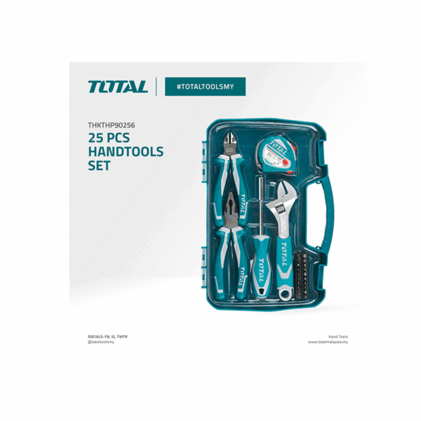 Total Tool Box Hand Tools 25Pcs Set Thkthp90256