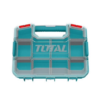 Total Empty Tool Box Plastic Organizer 37 x 29.6 x 6.5cm with Built in Carry Handle and Latch for Easy Transport, Removable Dividers TPBX1151