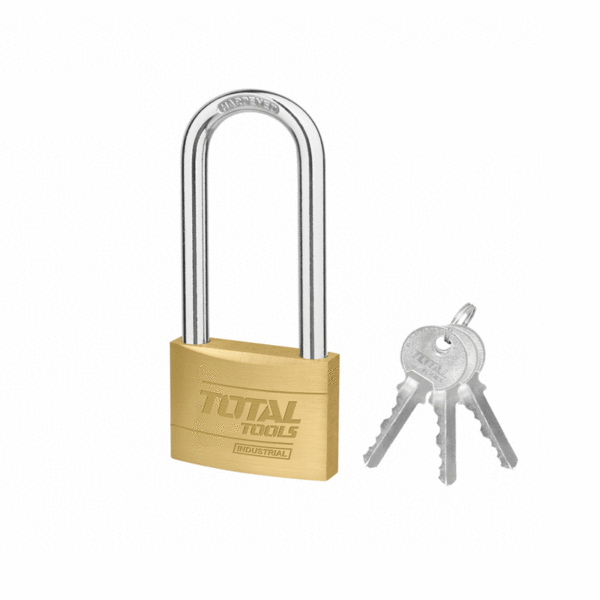 Total Brass Padlocks Heavy Duty Long Shackle 20Mm, Solid Brass Cylinder With Pins, 3Pcs Brass Keys Tlk32202L