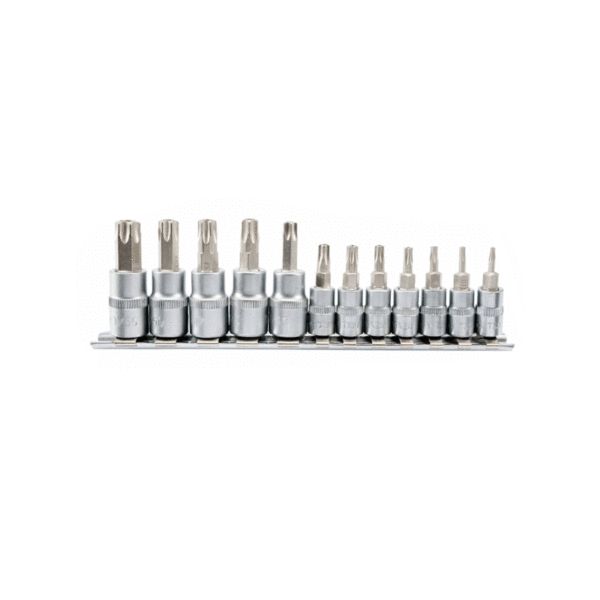 Total Torx Bit Socket Spanner Set S2 Chromed Plated 1/4&Quot;, 3/8&Quot; 12Pcs Tht1438121