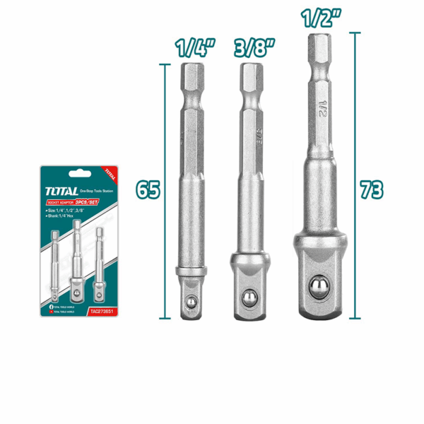 Total Magnetic Nut Adaptor 3Pcs Set Tac273651