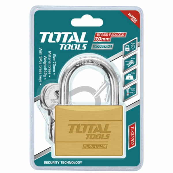 Total Brass Padlock 70Mm Heavy Duty Tlk32702