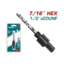 Total Hole Saw Arbor 7/16" Hex Shank, 1/2"-20UNF Thread TAC4206