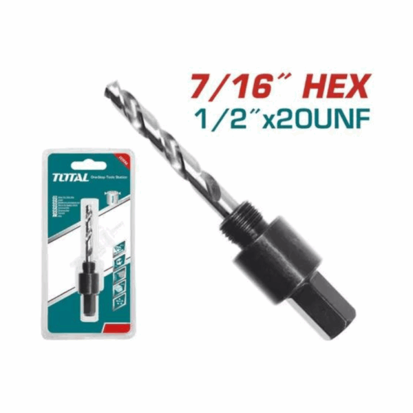 Total Hole Saw Arbor 7/16&Quot; Hex Shank, 1/2&Quot;-20Unf Thread Tac4206