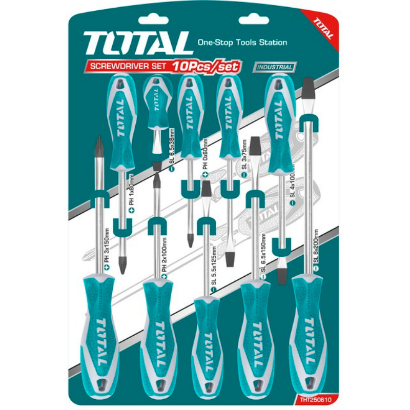 Total Screwdriver Set 10Pcs Tht250610