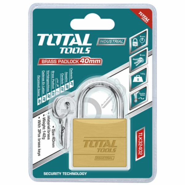 Total Brass Padlock 40Mm Heavy Duty Tlk32402