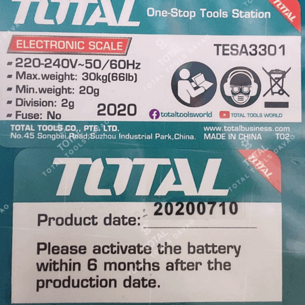 Total Electronic Scale 30Kg Tesa3301